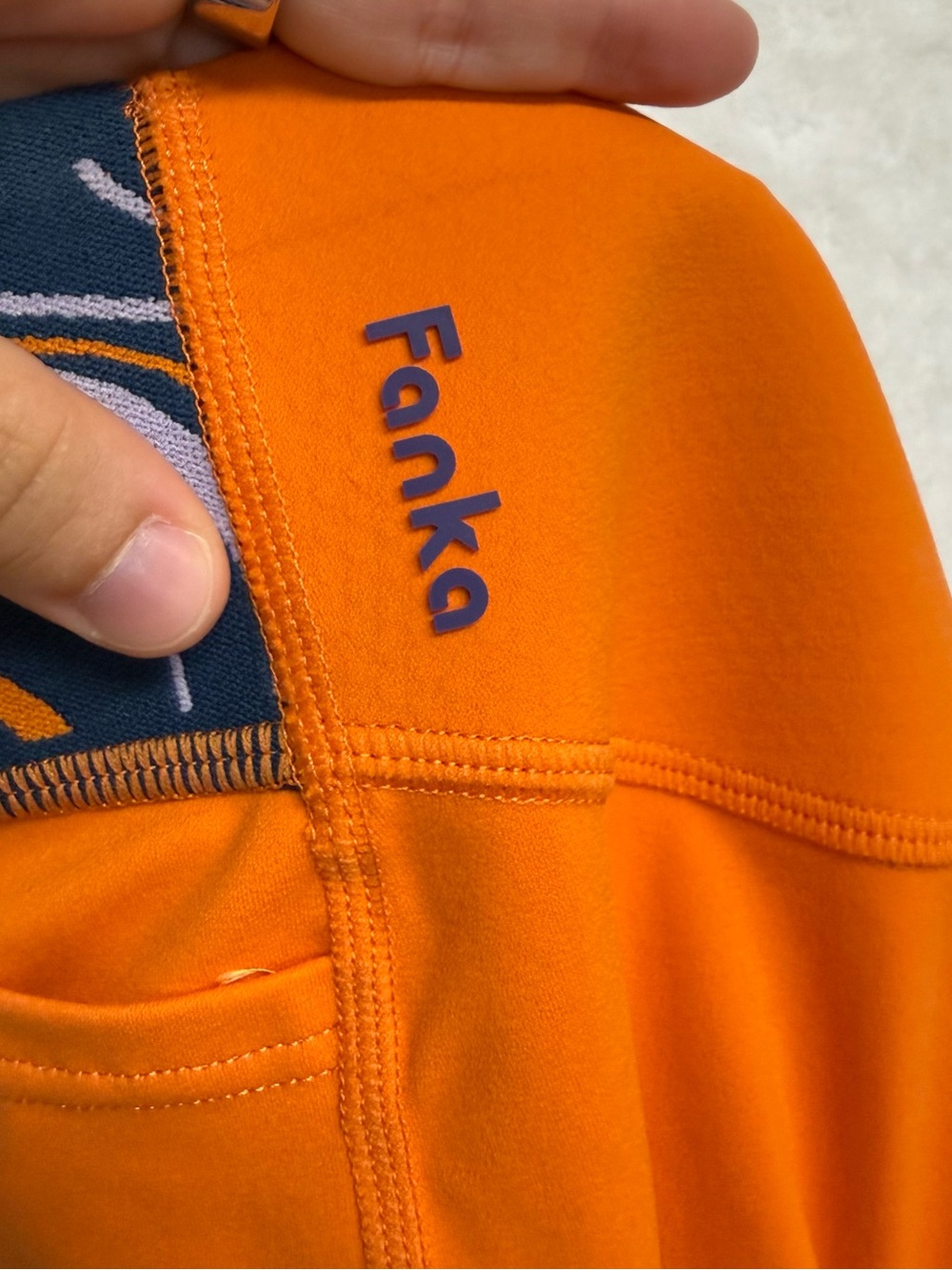 High-Rise Orange Women’s Bike Shorts with Pocket - Picture 8 of 8